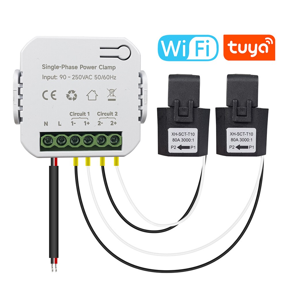 Medidor de energía inteligente monofásico WIFI aplicación remota Control  multifuncional Monitor de consumo eléctrico para TUYA 90-250VAC