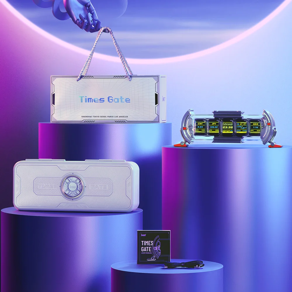 Divoom Times Gate Reloj Digital Configuración Por App WiFi Pantalla LED RGB Cyberpunk