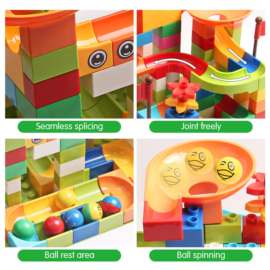 Pista Carreras de Canicas Para Niños Bloques Construcción Grandes 77 - 308 Piezas