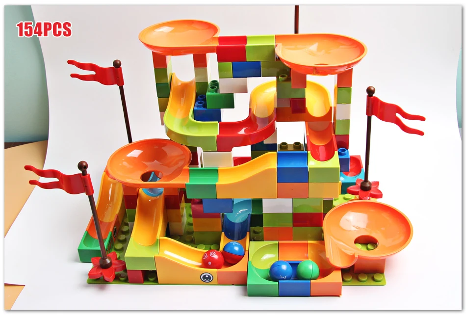 Pista Carreras de Canicas Para Niños Bloques Construcción Grandes 77 - 308 Piezas