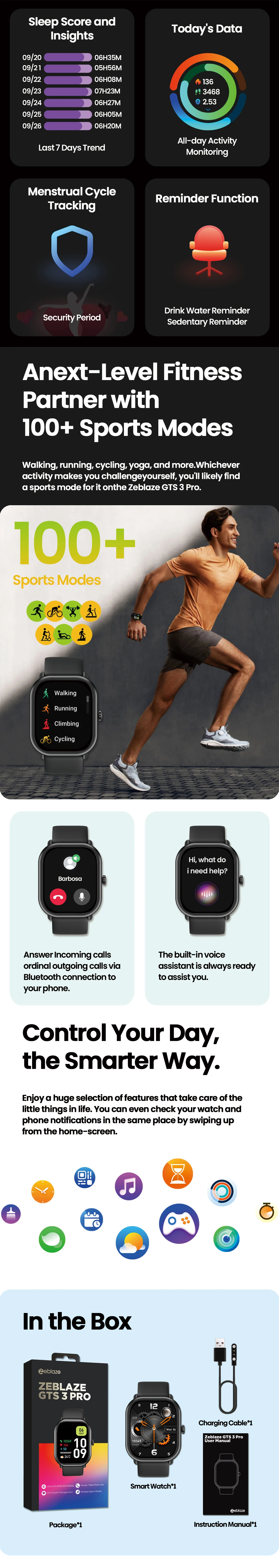 Reloj Inteligente Zeblaze GTS 3 Pro AMOLED HD Ultragrande Bluetooth Salud Fitness Reloj Inteligente Zeblaze GTS 3 Pro AMOLED HD Ultragrande Bluetooth Salud Fitness