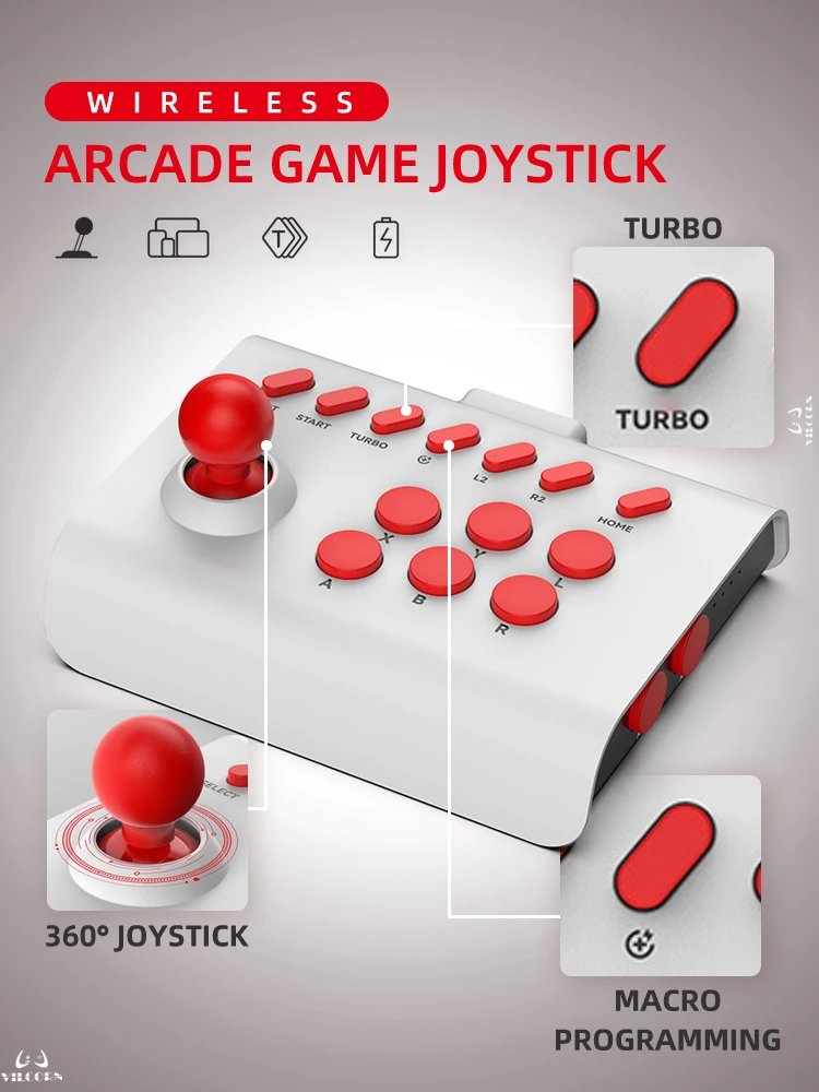 Mando Inalámbrico Arcade Para PC Joystick de Lucha PS4, PS3, Xbox, Switch, Android, iOS Mando Inalámbrico Arcade Para PC Joystick de Lucha PS4, PS3, Xbox, Switch, Android, iOS