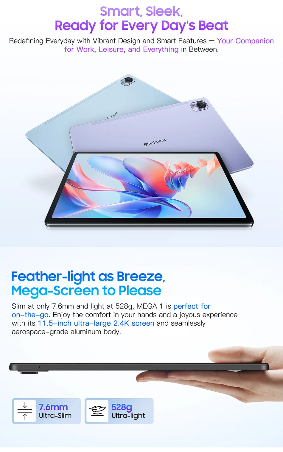 Tablet Blackview Mega 1 12GB RAM 256GB 11.5 Pulgadas 2.4 K 120Hz 8800mAh 50MP 33w