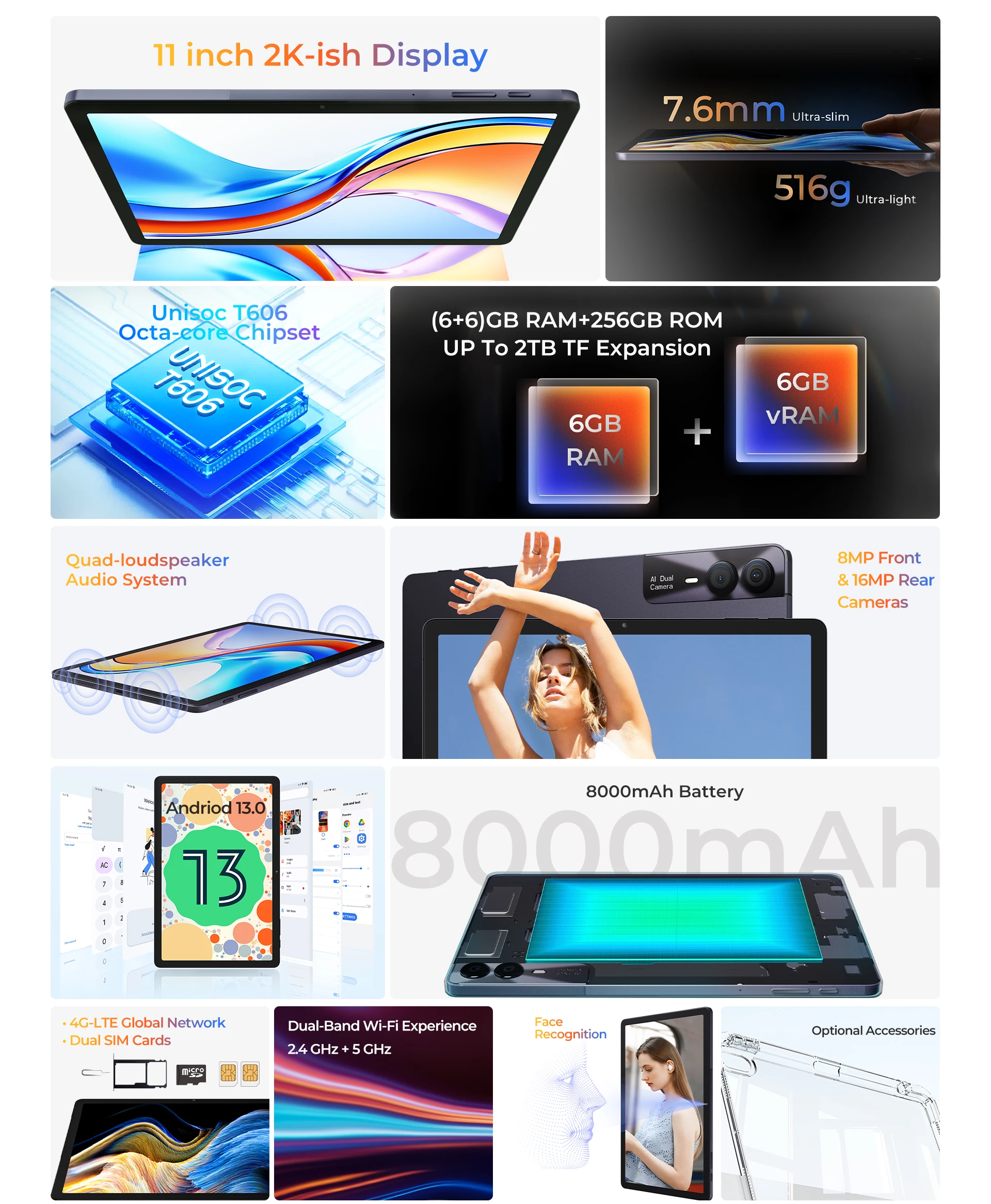 Tablet Hotwav Pad 11 Pantalla 2K 12GB RAM (6+6) 256GB ROM Batería 8000mAh Tablet Hotwav Pad 11 Pantalla 2K 12GB RAM (6+6) 256GB ROM Batería 8000mAh