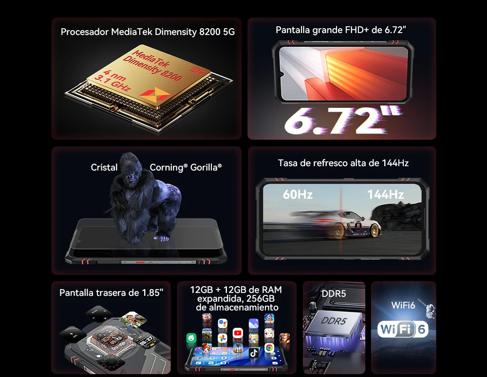 Cubot KingKong Star 2 5G 24GB Ram (12+12) Uso Rudo 256GB Pantalla 6.72 144 Hz NFC