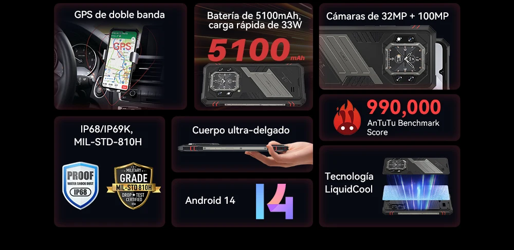 Cubot KingKong Star 2 5G 24GB Ram (12+12) Uso Rudo 256GB Pantalla 6.72 144 Hz NFC