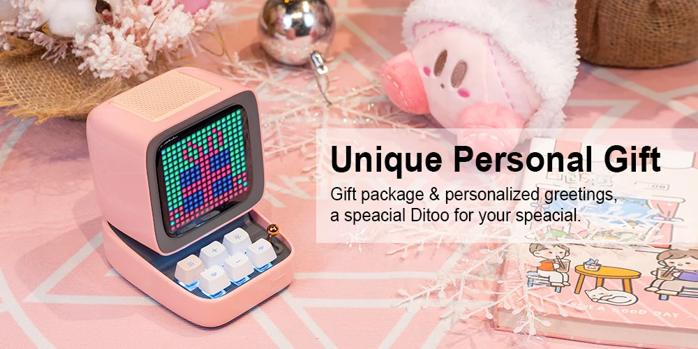 Bocina Divoom Ditoo-Plus Retro Pixel Art Altavoz Bluetooth Reloj Despertador LED.