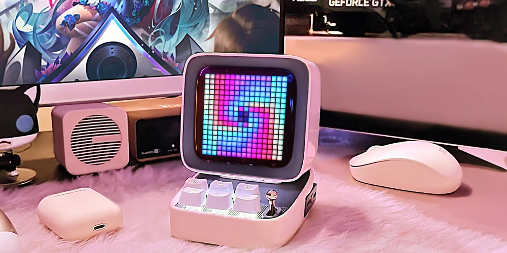 Bocina Divoom Ditoo-Plus Retro Pixel Art Altavoz Bluetooth Reloj Despertador LED.