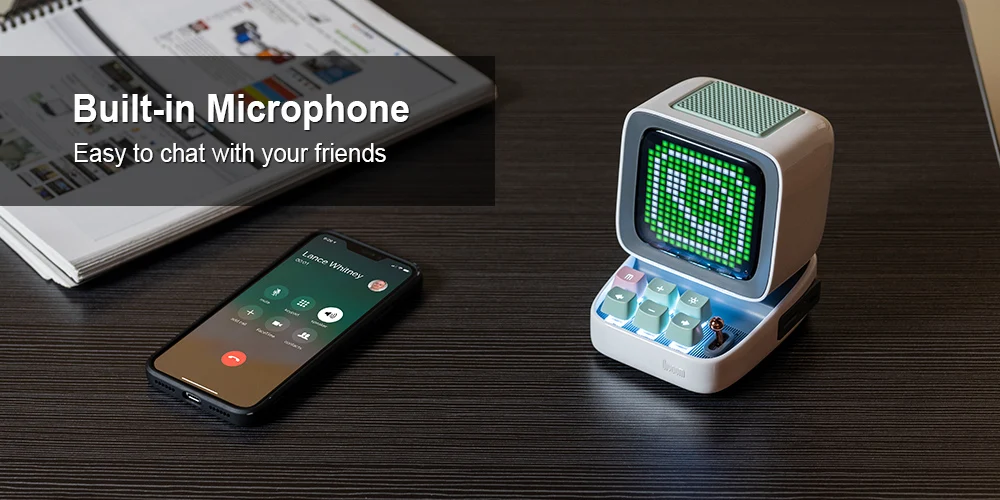 Bocina Divoom Ditoo-Plus Retro Pixel Art Altavoz Bluetooth Reloj Despertador LED.