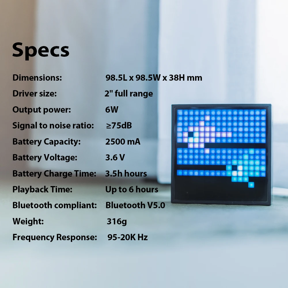 Bocina Divoom Pixel Art Bluetooth Despertador Pantalla LED