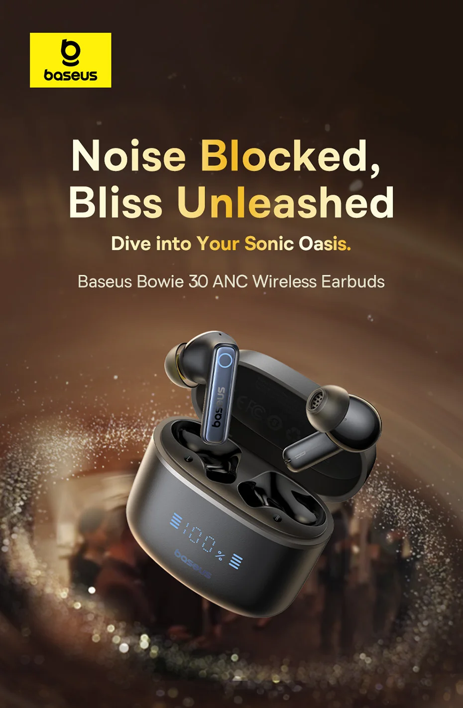 Baseus Bowie 30 Inalámbricos Bluetooth 5.3 50dB Reducción De Ruido 65 Horas