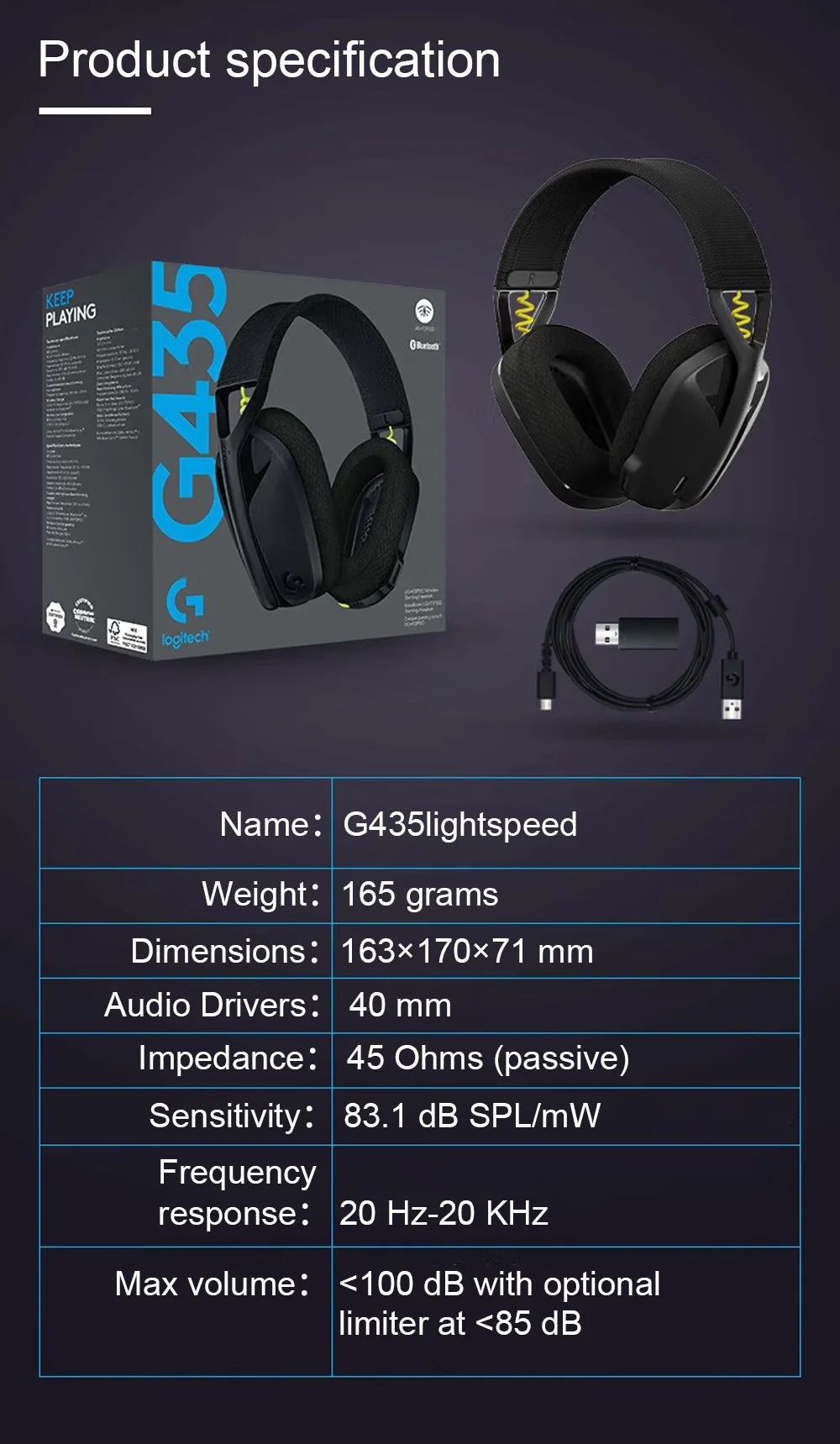 Logitech G435 LIGHTSPEED Auriculares Inalámbricos Bluetooth Gaming Sonido Envolvente