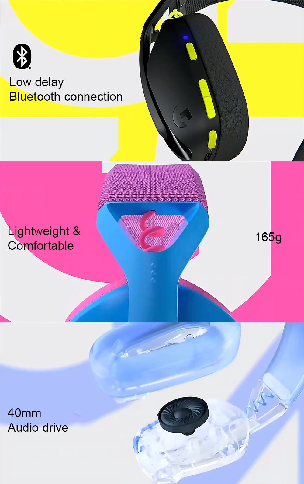 Logitech G435 LIGHTSPEED Auriculares Inalámbricos Bluetooth Gaming Sonido Envolvente
