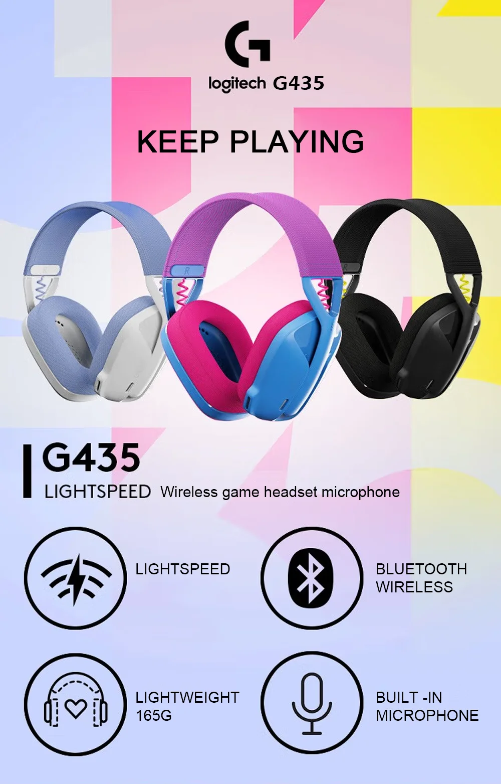Logitech G435 LIGHTSPEED Auriculares Inalámbricos Bluetooth Gaming Sonido Envolvente
