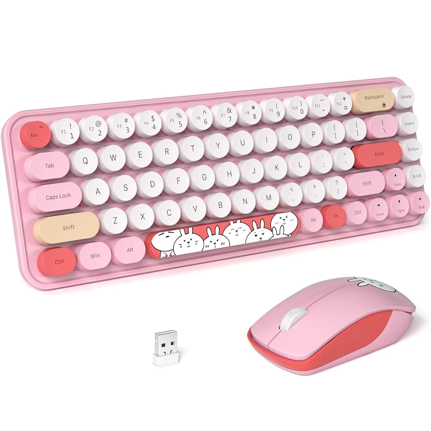 Teclado Mouse Ergonómico Inalámbricos 2.4 GHz PC Laptop Mecánico 68 Teclas.