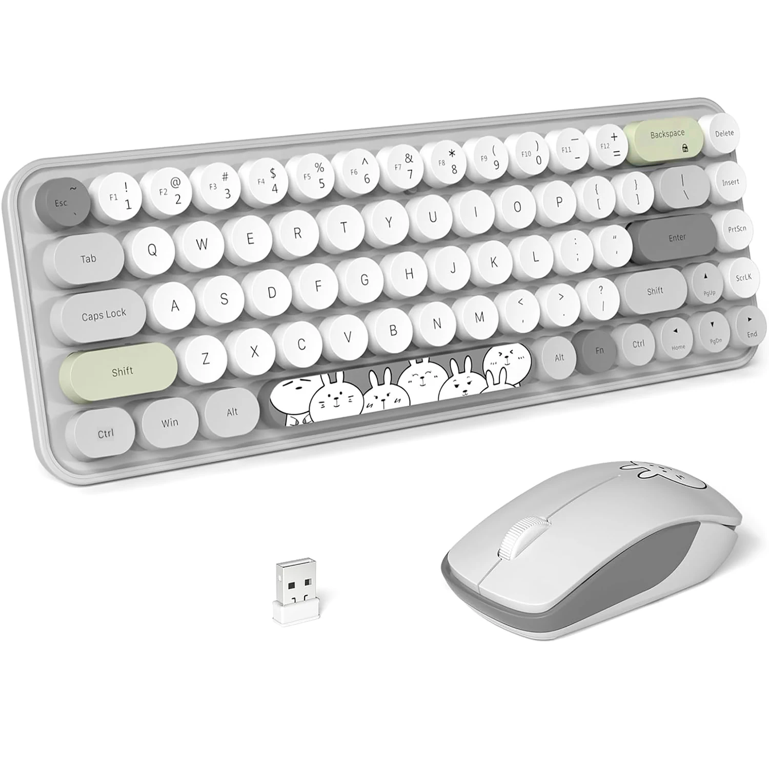 Teclado Mouse Ergonómico Inalámbricos 2.4 GHz PC Laptop Mecánico 68 Teclas.