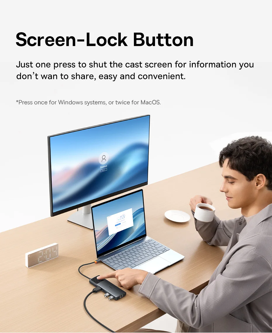 Hub USB-C Baseus 10 en 1 HDMI 4K USB 3.2 10 Gbps RJ45 SD/TF USB-C DP 100W MacBook Latop