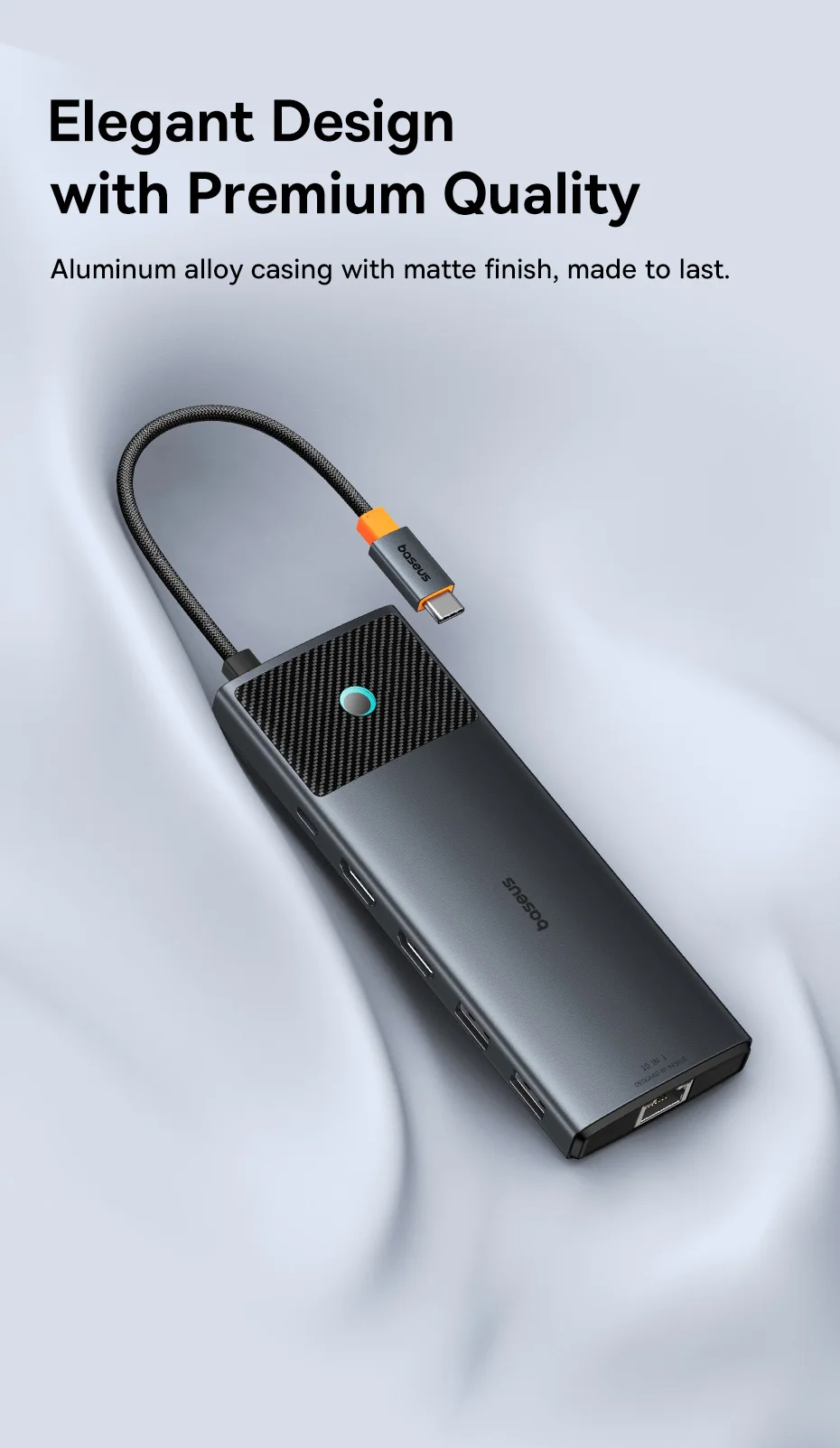 Hub USB-C Baseus 10 en 1 HDMI 4K USB 3.2 10 Gbps RJ45 SD/TF USB-C DP 100W MacBook Latop