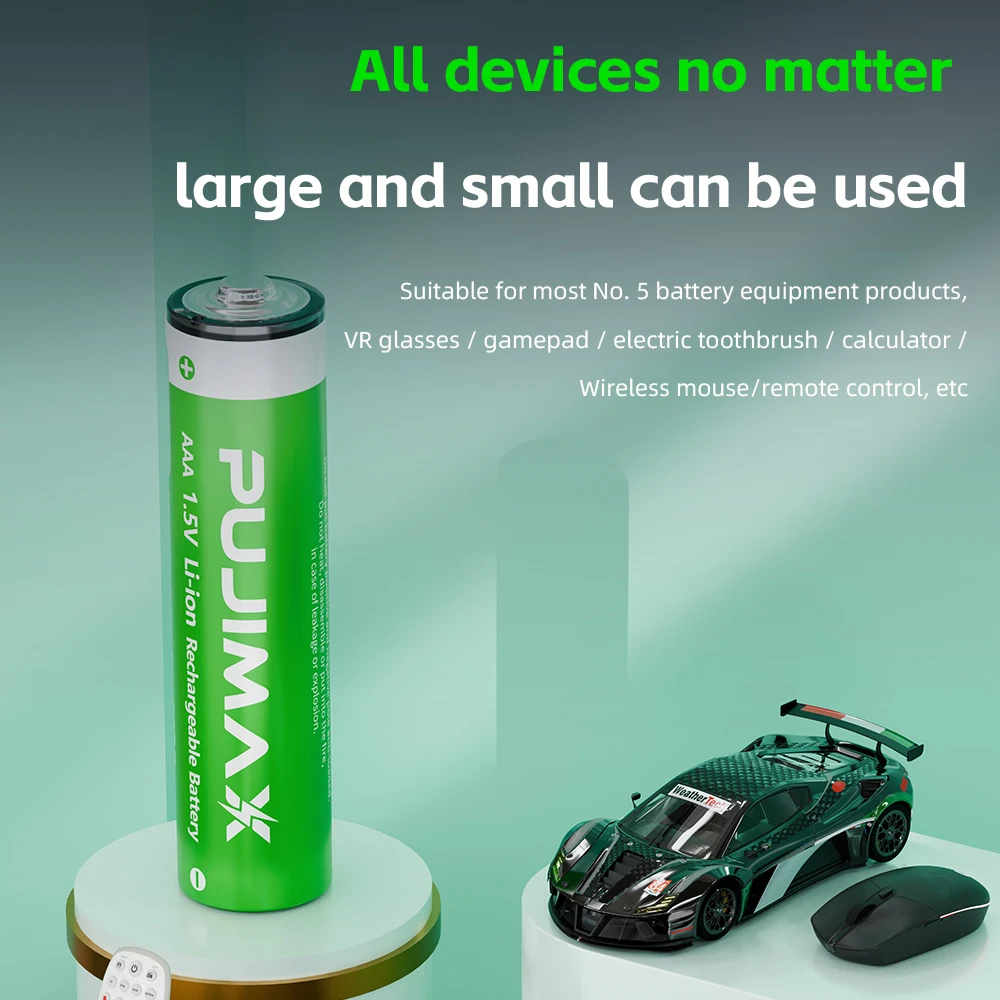 PUJIMAX 1.5V AAA/AA 3400mWh 1100mWh Rechargeable Battery USB Type-C Rechargeable Li-ion Battery For Remote Control Electric Toys