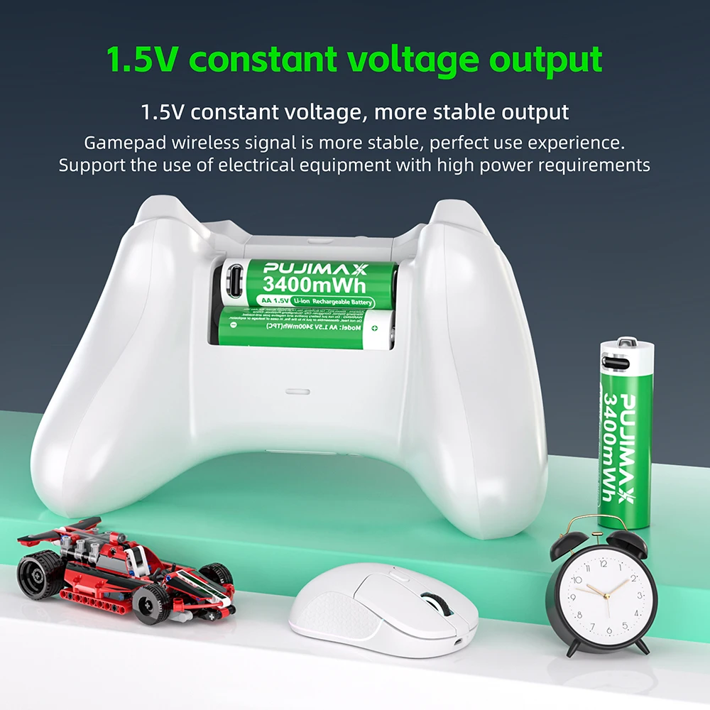 PUJIMAX 1.5V AAA/AA 3400mWh 1100mWh Rechargeable Battery USB Type-C Rechargeable Li-ion Battery For Remote Control Electric Toys