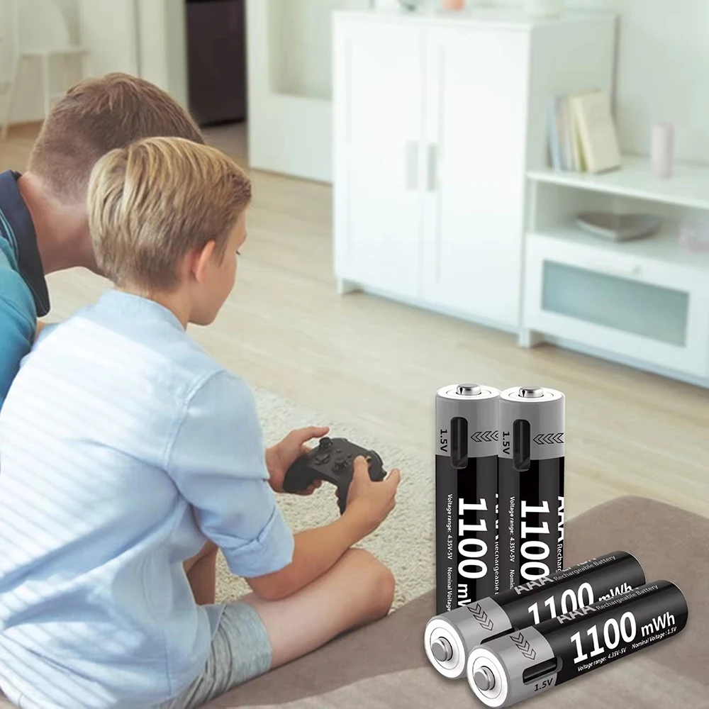Kuugro 1.5V AA And AAA Rechargeable Batteries AA 3400mWh AAA 1100mWh USB-C Fast Charging For Remote Control Wireless Mouse Etc