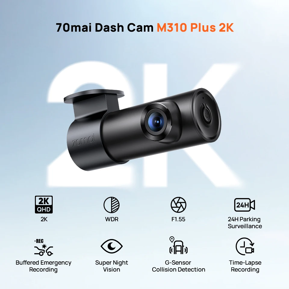 Cámara Para Auto Dash Cam 70mai M310 Plus 2K 1440P Visión De 143° Grabación Las 24Hr