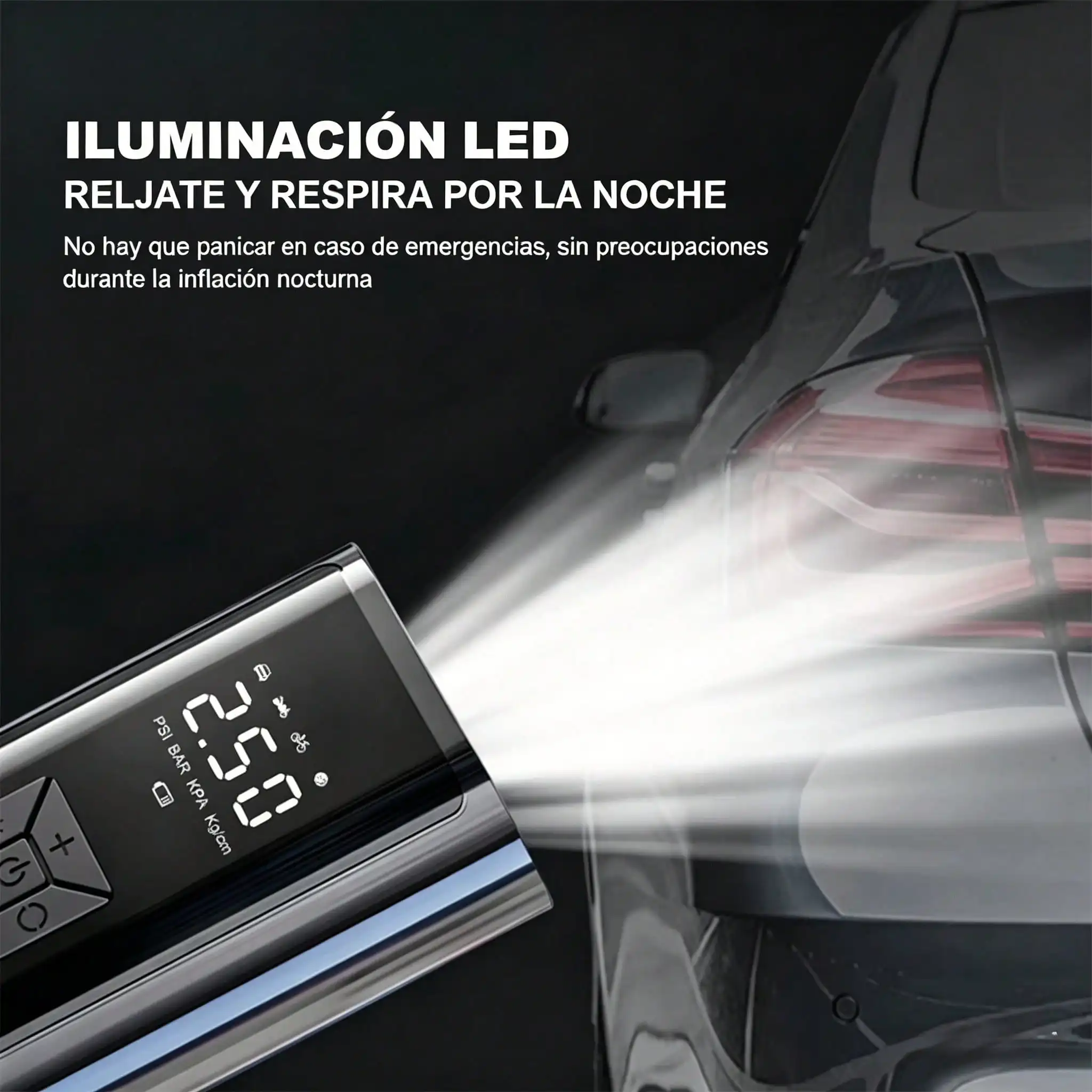 Compresor De Aire Portátil 150 PSI Inflador Eléctrico Recargable 6000 mAh Autos Bici Moto