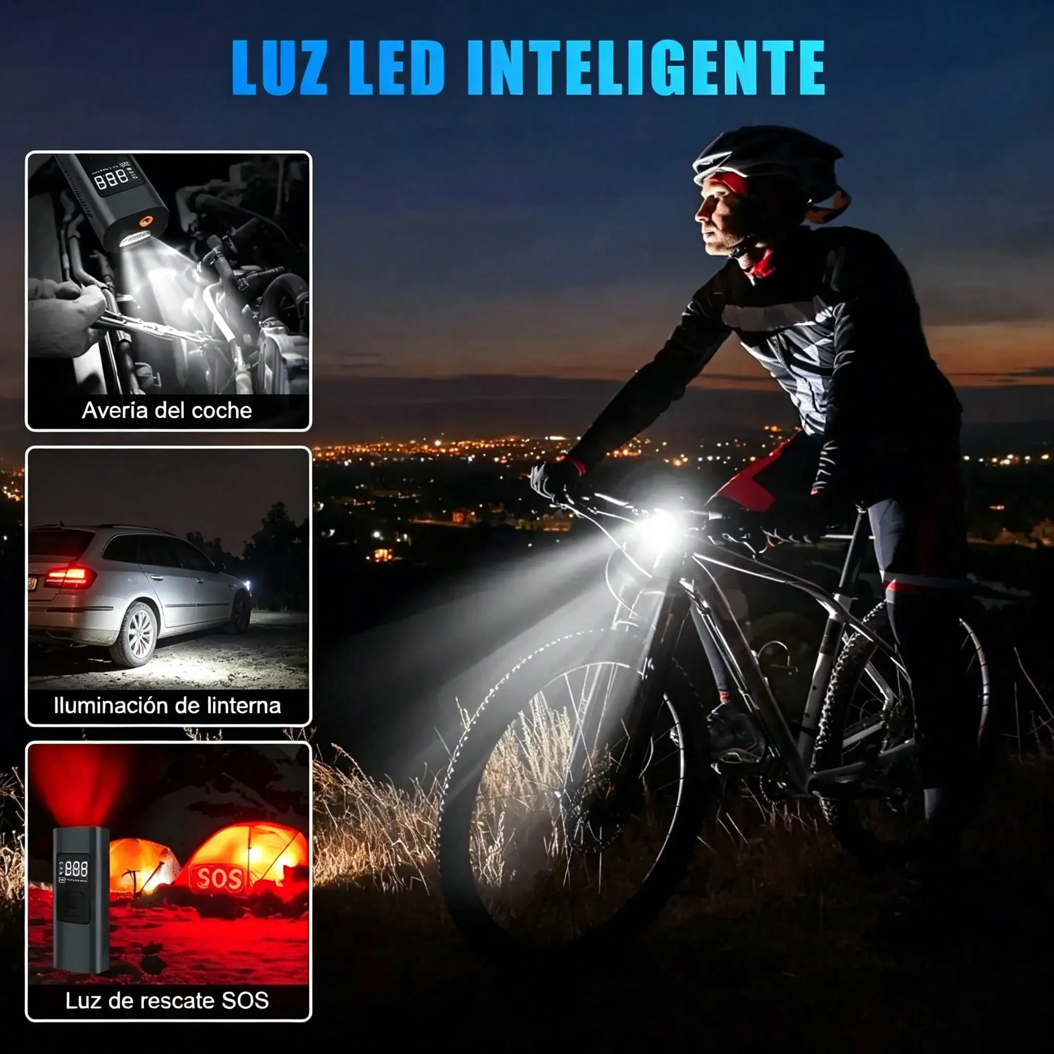 Compresor De Aire Portátil 150 PSI Inflador Eléctrico Recargable 6000 mAh Autos Bici Moto