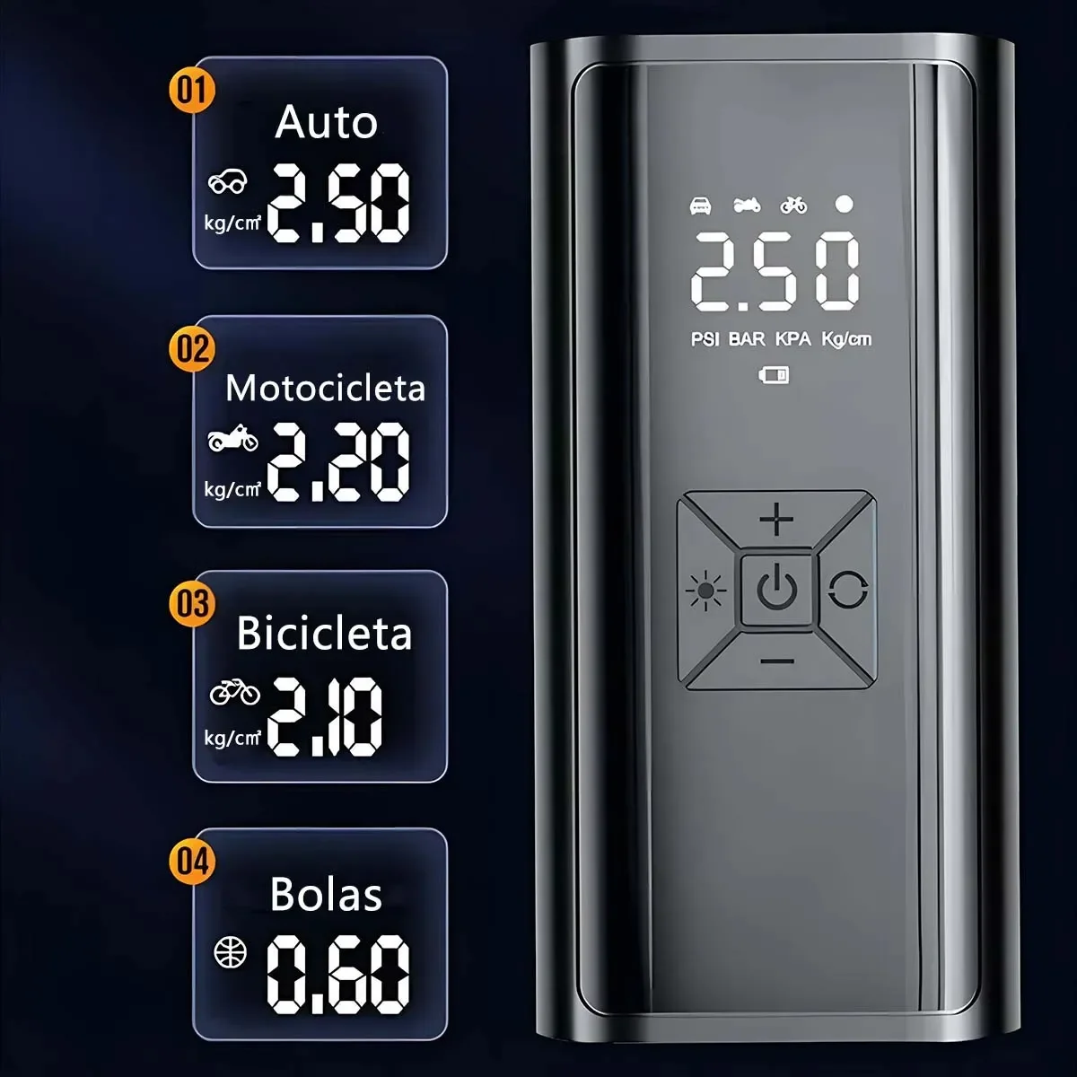 Compresor De Aire Portátil 150 PSI Inflador Eléctrico Recargable 6000 mAh Autos Bici Moto