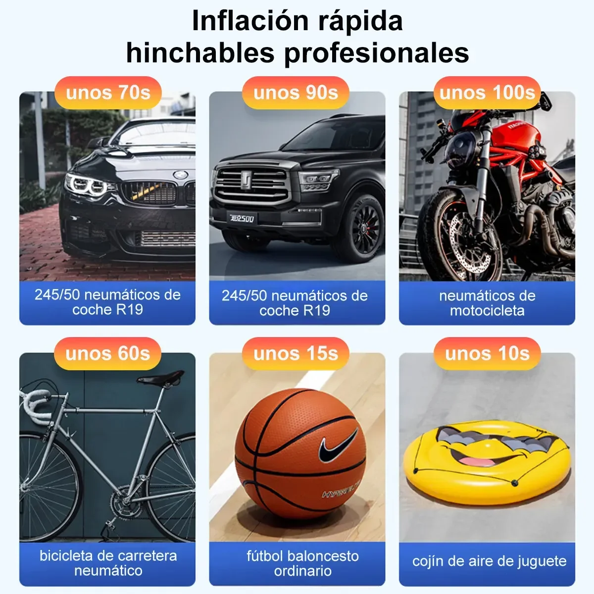 Compresor De Aire Portátil 150 PSI Inflador Eléctrico Recargable 6000 mAh Autos Bici Moto