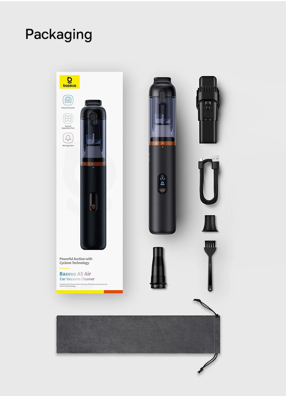 Aspiradora Portátil Para Auto Baseus A5 Air 2 en 1 Potente Inalámbrica