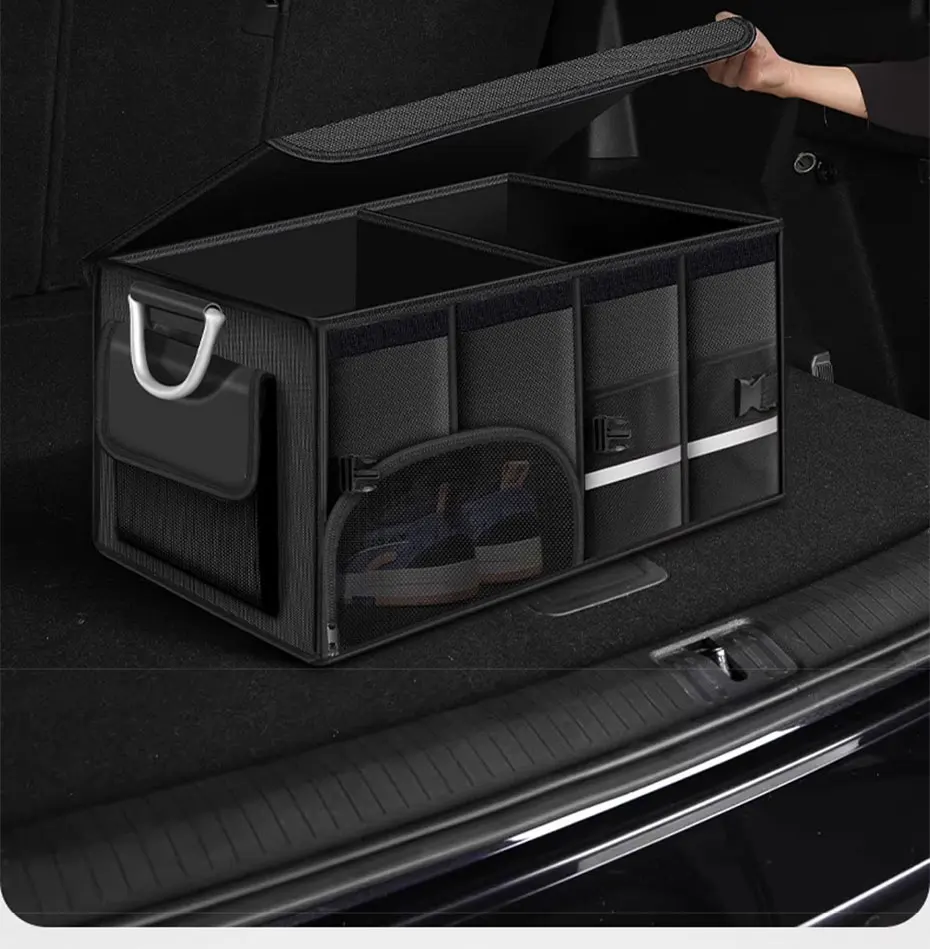 SEAMETAL Foldable Trunk Storage Box Waterproof Oxford Cloth 110L Large-Capacity Car Organizer for Camping/Fishing Easy to Carry