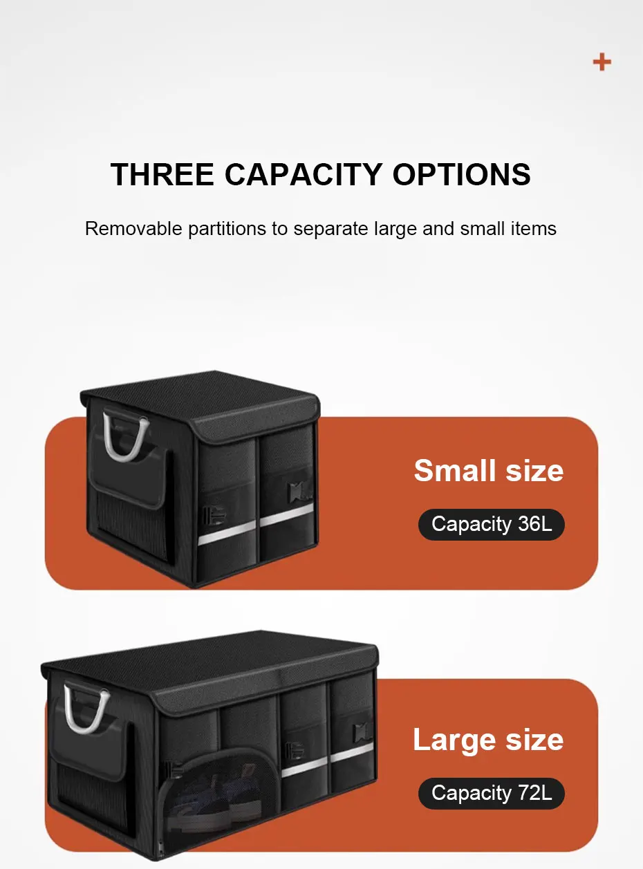 SEAMETAL Foldable Trunk Storage Box Waterproof Oxford Cloth 110L Large-Capacity Car Organizer for Camping/Fishing Easy to Carry