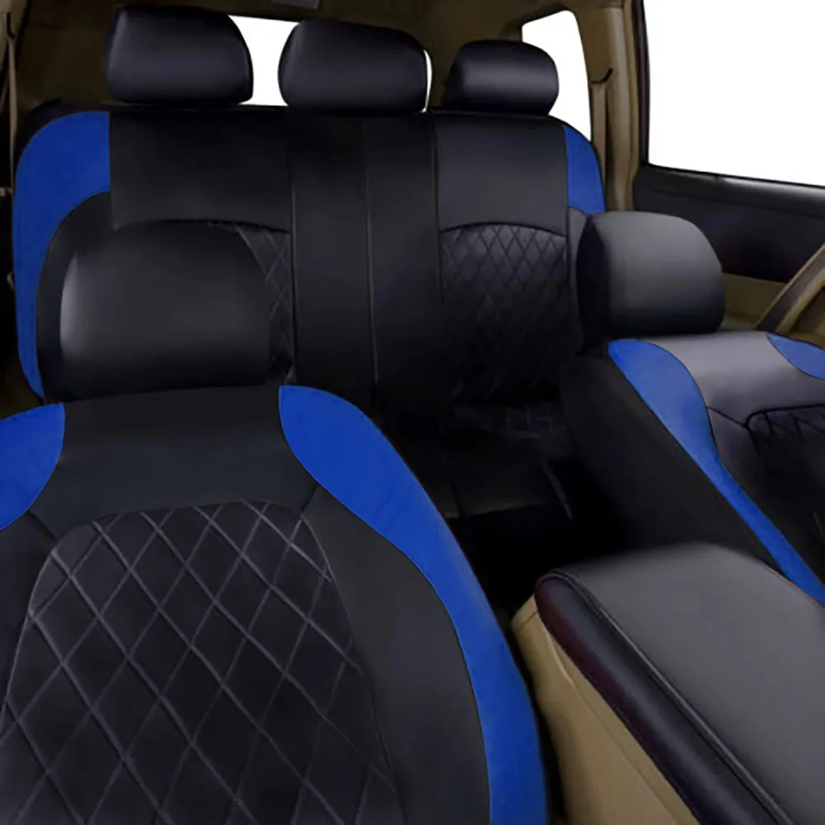 Universal Internal Seat Covers 4PCS All-Season Quilted Faux Leather Car Seat Cover