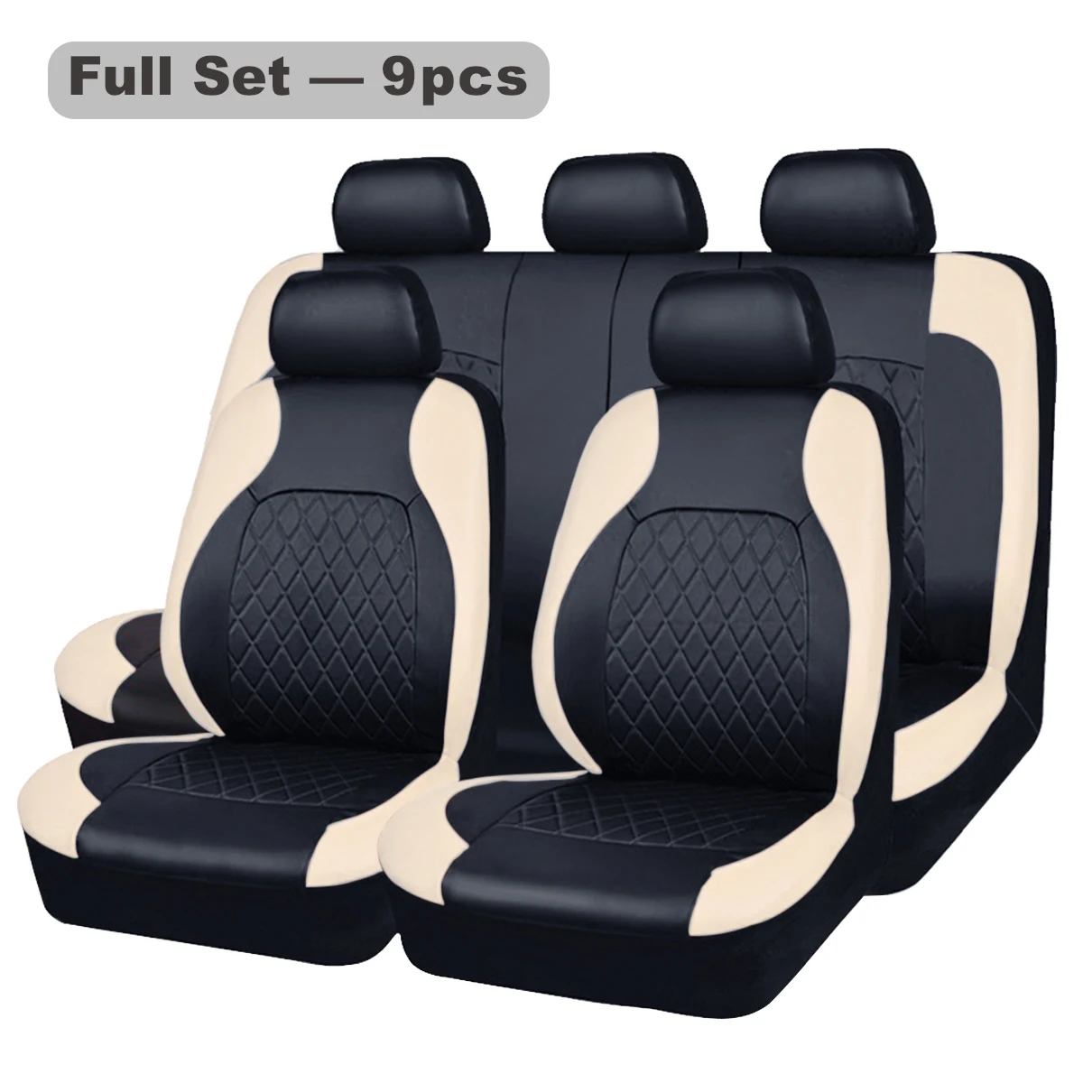 Universal Internal Seat Covers 4PCS All-Season Quilted Faux Leather Car Seat Cover