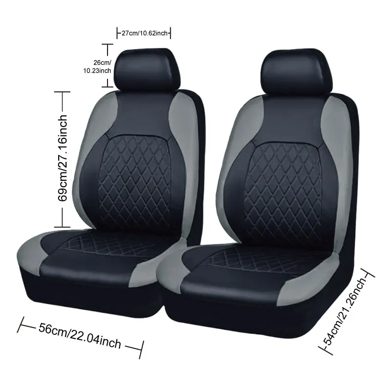 Universal Internal Seat Covers 4PCS All-Season Quilted Faux Leather Car Seat Cover