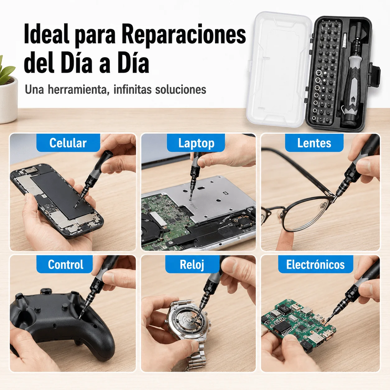 Kit Destornilladores Precisión M·TK 48 en 1 Puntas Magnéticas De Acero CR-V