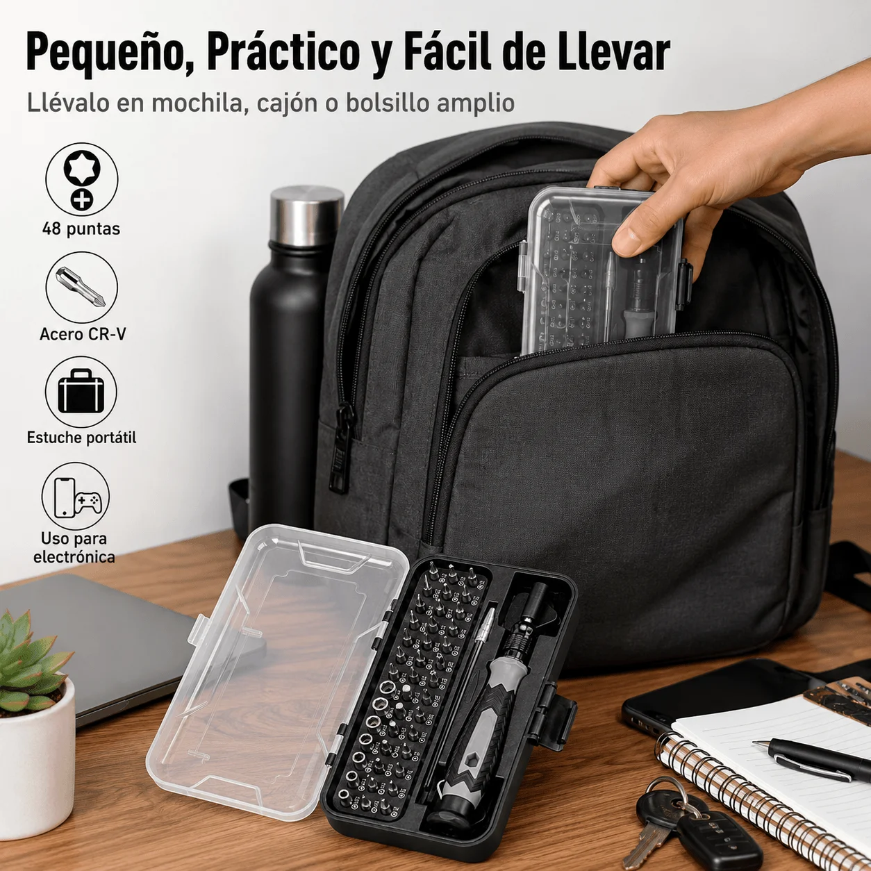 Kit Destornilladores Precisión M·TK 48 en 1 Puntas Magnéticas De Acero CR-V