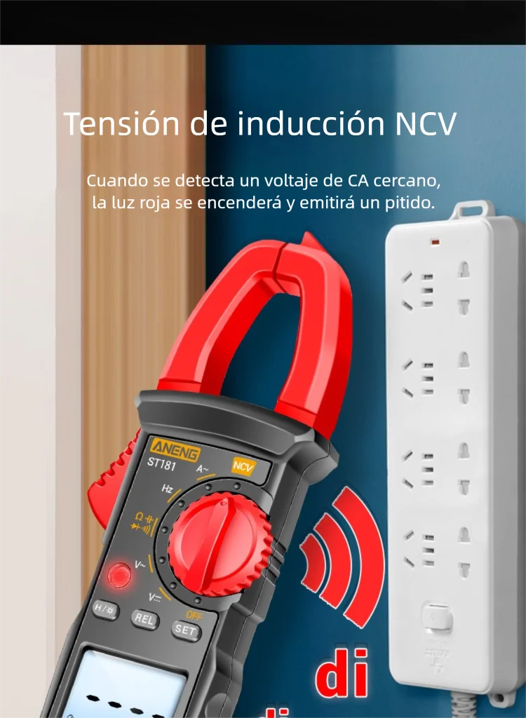 Digital clamp multimeter with numerical display, universal AC and DC voltage multimeter, intelligent and fully automatic digital clamp multimeter for electricians with anti-slip protection.