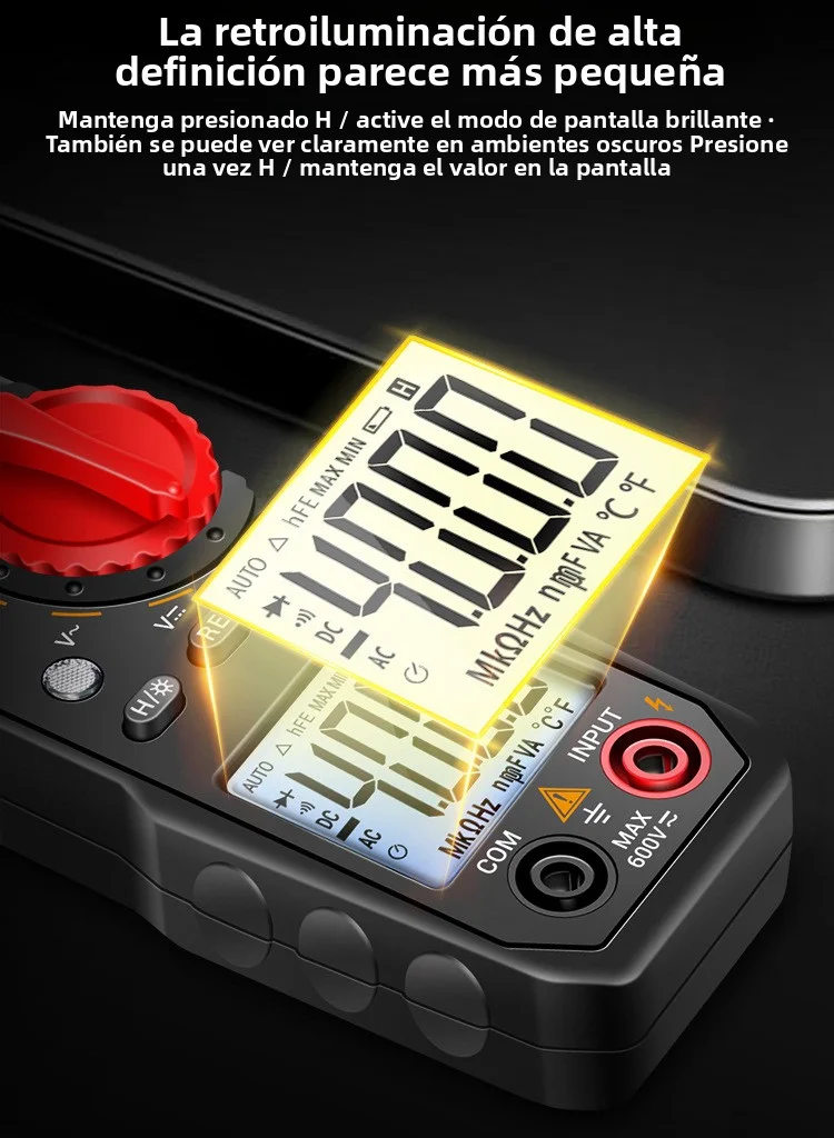 Digital clamp multimeter with numerical display, universal AC and DC voltage multimeter, intelligent and fully automatic digital clamp multimeter for electricians with anti-slip protection.
