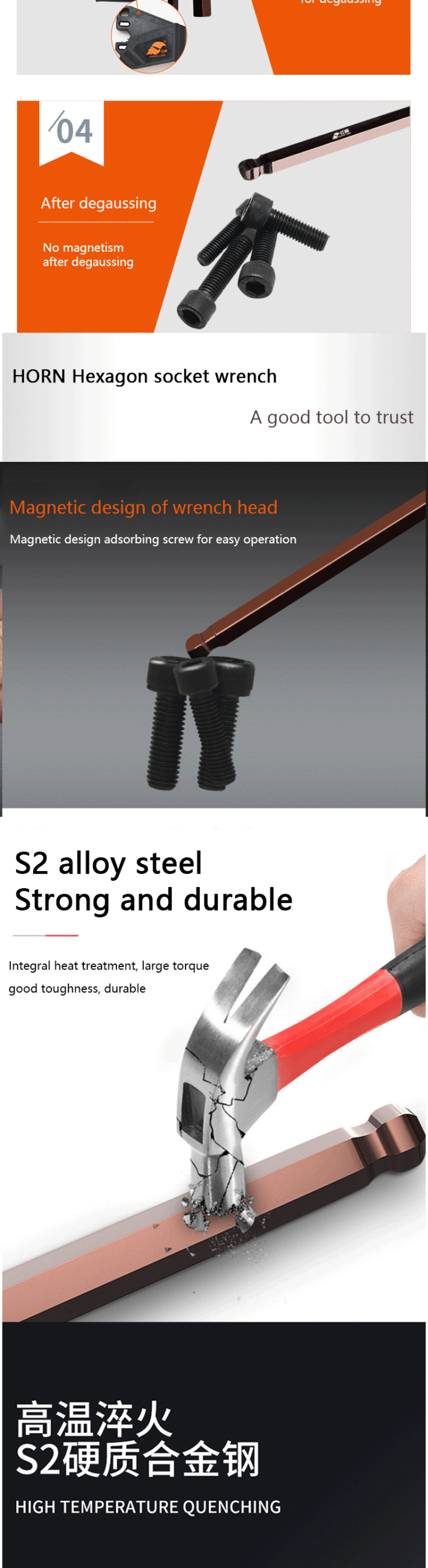 9Pcs/set Magnetic Wrench Double-End L Type Hex Wrench Set Allen Key Hexagon Flat Ball Torx Star Head Spanner Key Set Hand Tools