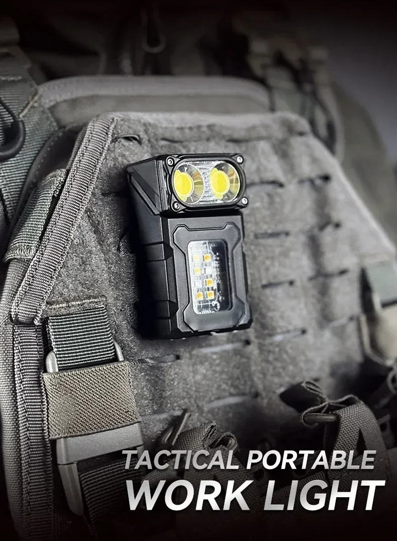 Multifunctional Ajustable Angle LED Flashlight Outdoors Mini Work Light Portable Magnet USB Rechargeable Camping Light