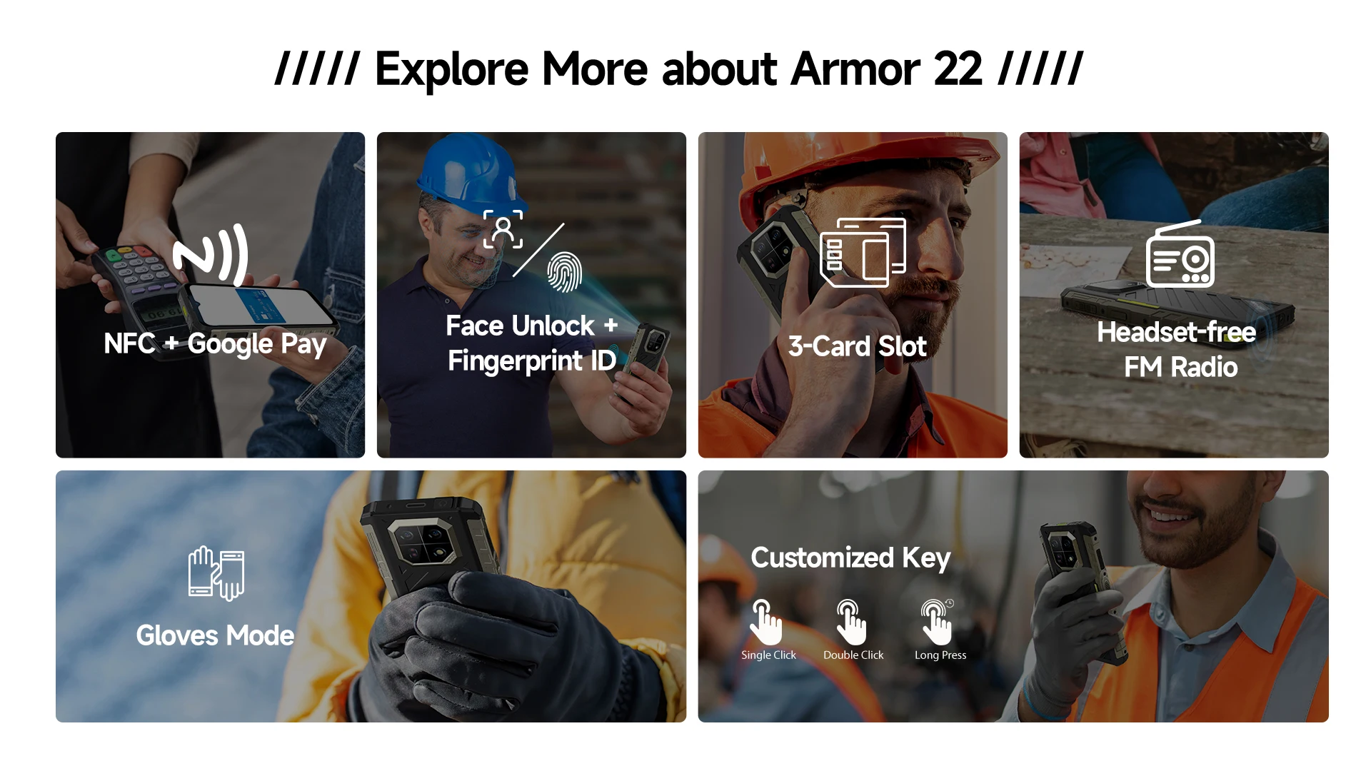 Ulefone Armor 22 Android 13 16GB RAM (8+8GB) 128GB ROM 120Hz 33W NFC 64MP