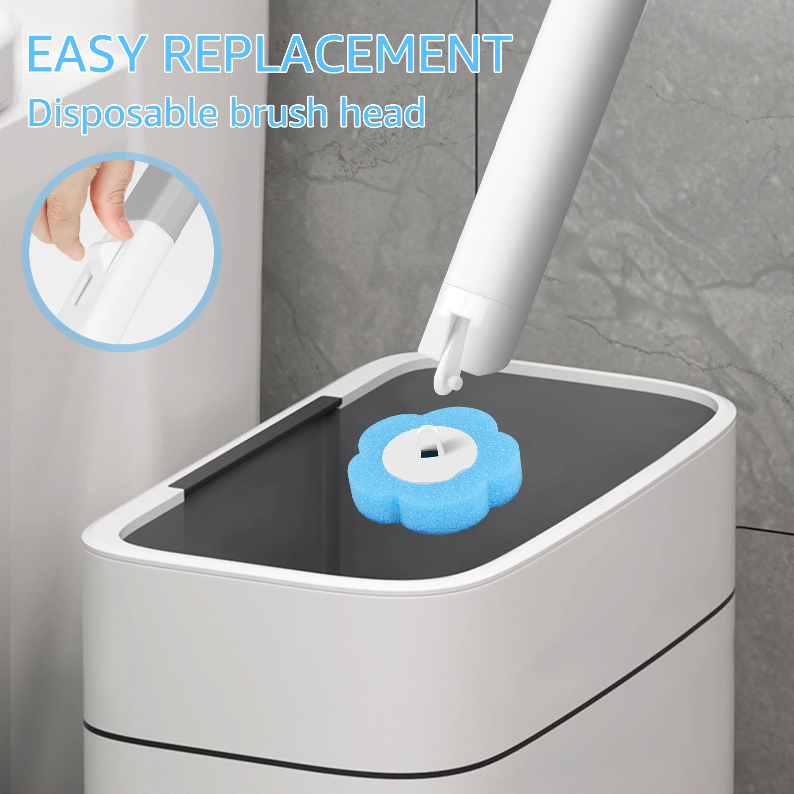 24/72Pcs Disposable Toilet Brush Long Handle Wall-mounted Wc Cleaning Tool Kit with Replaceable Brush Head Bathroom Accessories