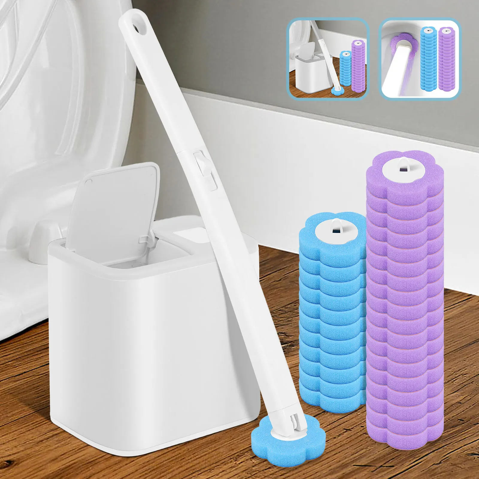 Toilet Brush Disposable Replacement Head Cleaning Kit Toilet Bowl Brush Long Handle Home Wc Accessories Tool