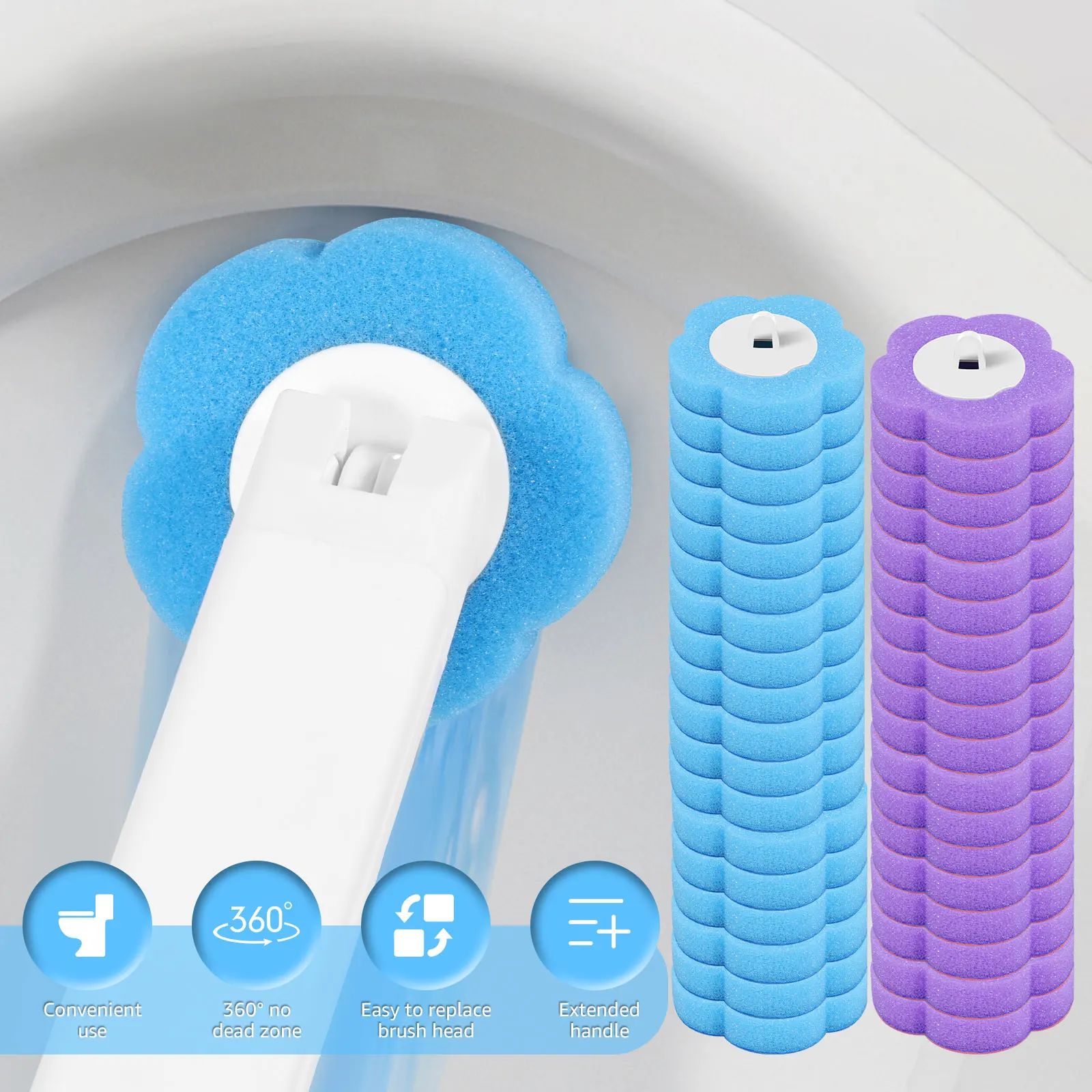 Toilet Brush Disposable Replacement Head Cleaning Kit Toilet Bowl Brush Long Handle Home Wc Accessories Tool