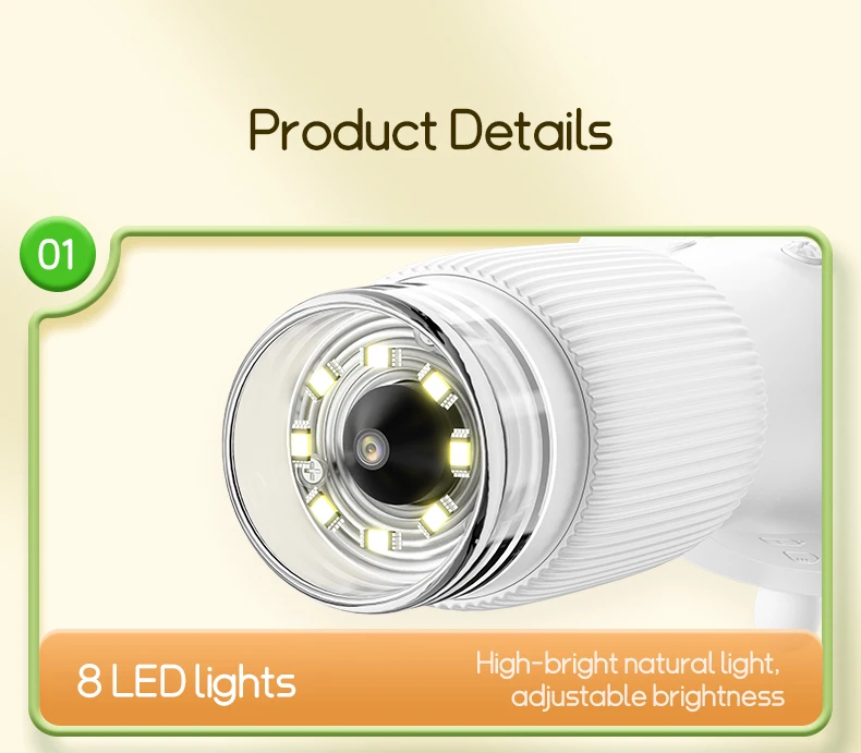 Microscopio para niños de bolsillo portátil pantalla IPS de 2 pulgadas 1000X microscopios digitales de mano con 8 luces LED ajustables