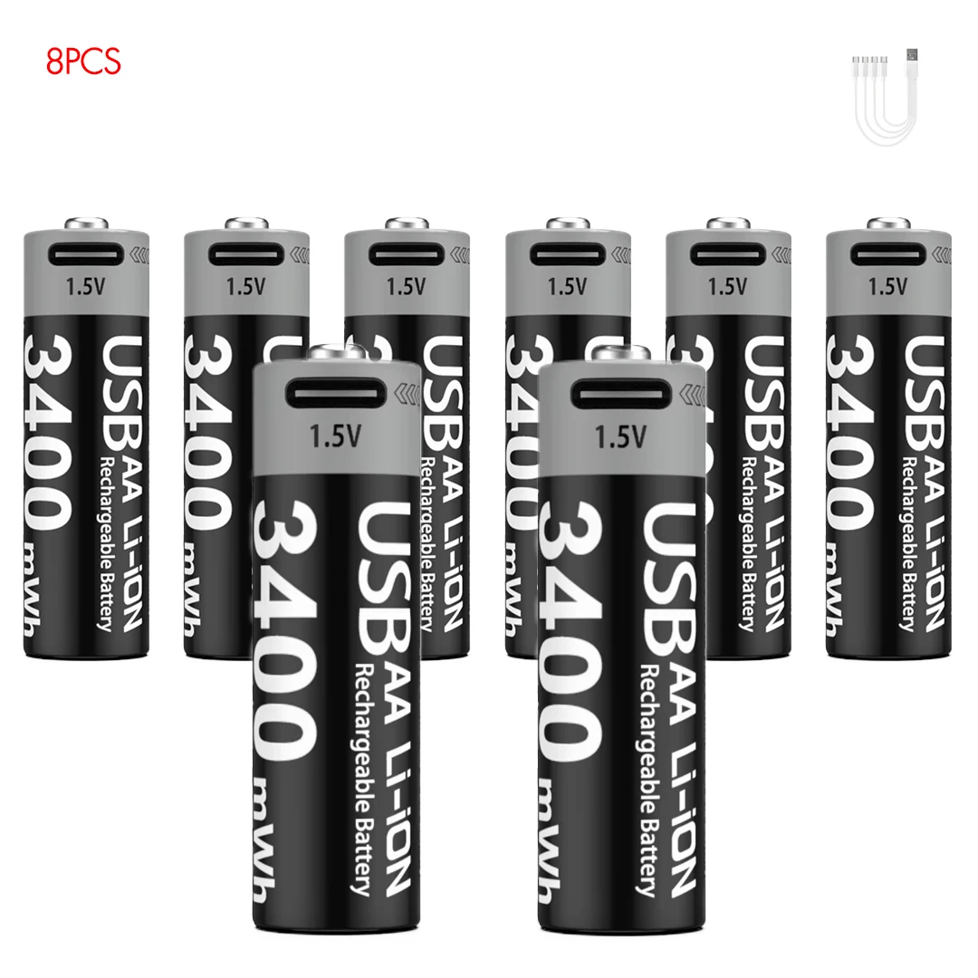 USB AA 3400mWh 8PC