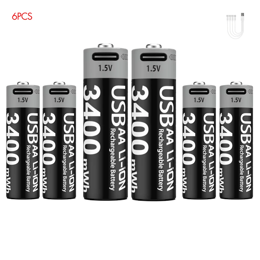 USB AA 3400mWh 6PC
