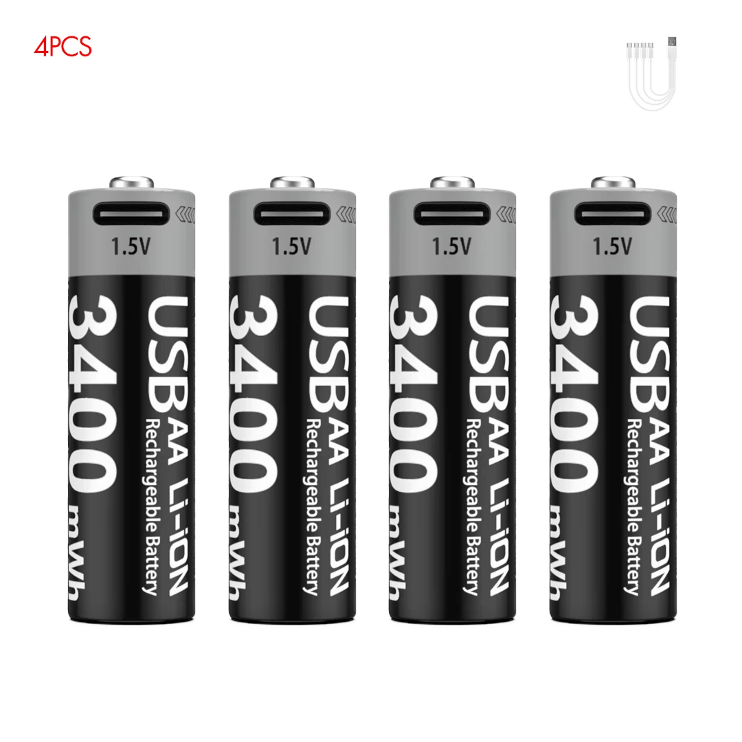 USB AA 3400mWh 4PC